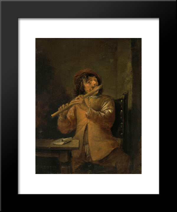The Flautist 20x24 Black Modern Wood Framed Art Print Poster by Teniers the Younger, David