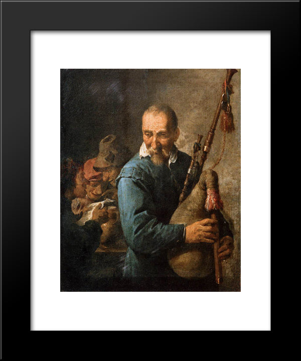 The Musette Player 20x24 Black Modern Wood Framed Art Print Poster by Teniers the Younger, David