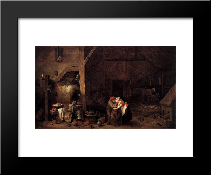The Old Man And The Maid 20x24 Black Modern Wood Framed Art Print Poster by Teniers the Younger, David