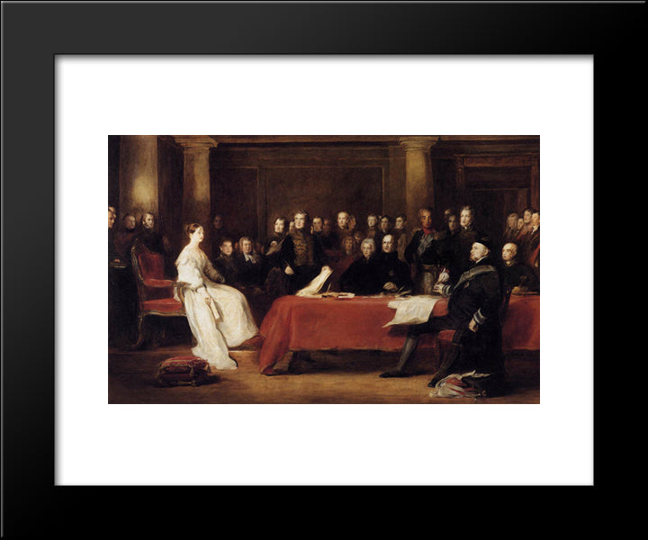The First Council Of Queen Victoria 20x24 Black Modern Wood Framed Art Print Poster by Wilkie, David