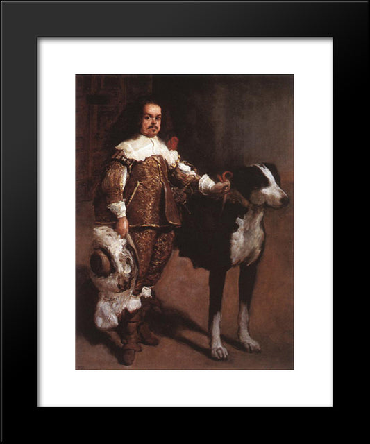 A Buffoon (Incorrectly Called Antonio The Englishman) 20x24 Black Modern Wood Framed Art Print Poster by Velazquez, Diego