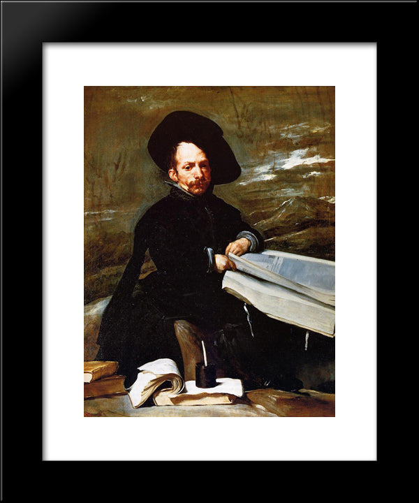 A Dwarf Holding A Tome In His Lap 20x24 Black Modern Wood Framed Art Print Poster by Velazquez, Diego