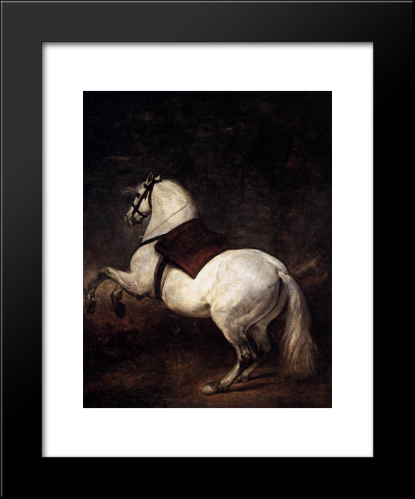 A White Horse 20x24 Black Modern Wood Framed Art Print Poster by Velazquez, Diego