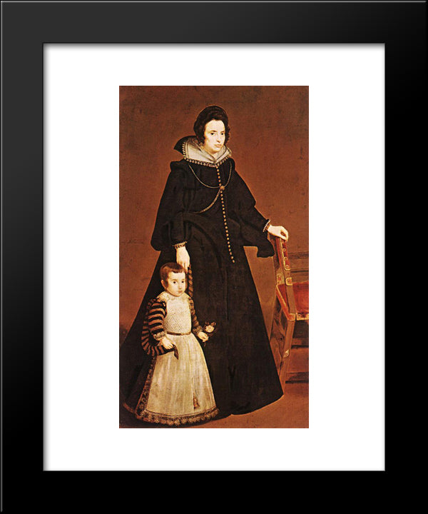 Dona Antonia De Ipenarrieta Y Galdos And Her Son 20x24 Black Modern Wood Framed Art Print Poster by Velazquez, Diego
