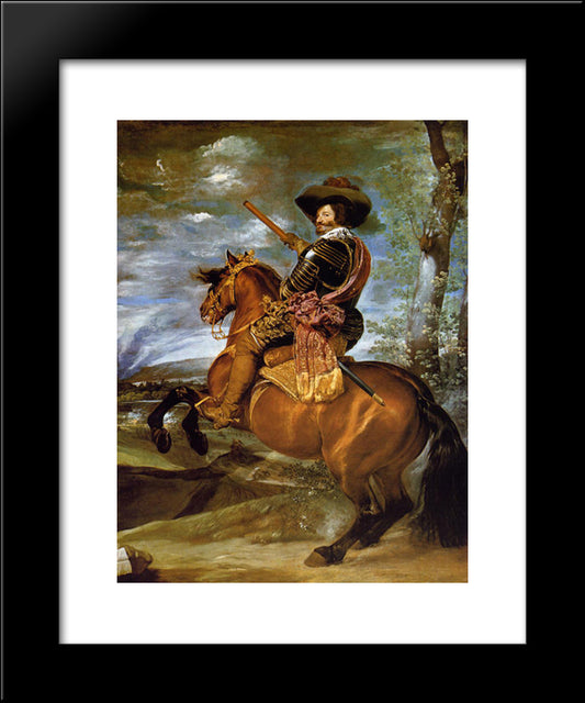 Equestrian Portrait Of Don Gaspar De Guzmancount Duke Of Olivares 20x24 Black Modern Wood Framed Art Print Poster by Velazquez, Diego