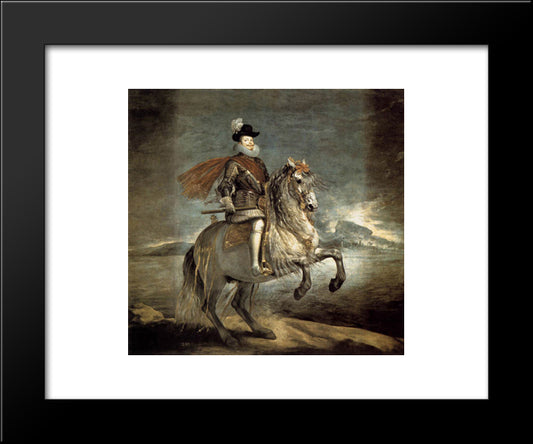 Equestrian Portrait Of Philip Iii 20x24 Black Modern Wood Framed Art Print Poster by Velazquez, Diego