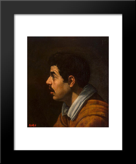 Head Of A Man 20x24 Black Modern Wood Framed Art Print Poster by Velazquez, Diego