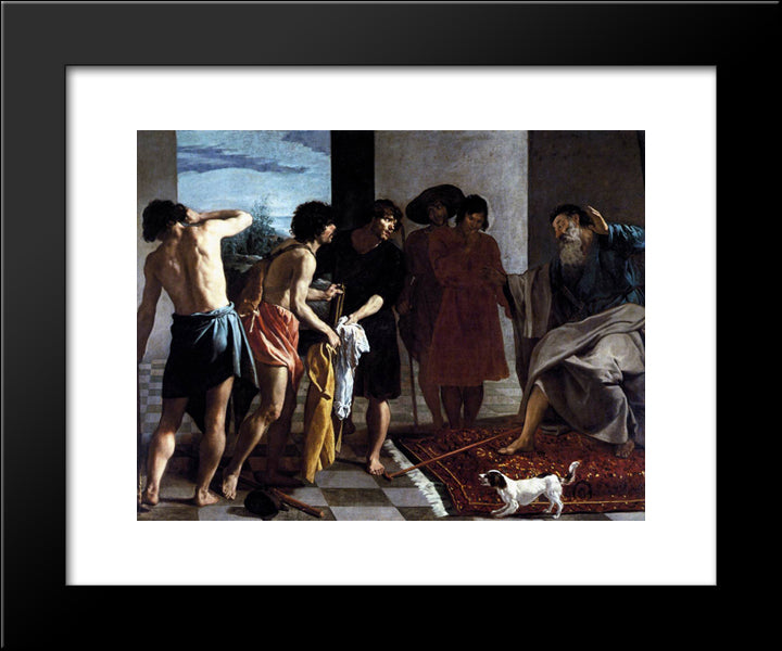 Joseph'S Bloody Coat Brough To Jacob 20x24 Black Modern Wood Framed Art Print Poster by Velazquez, Diego