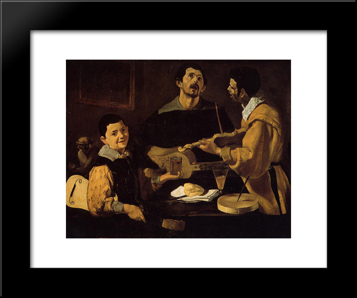 Three Musicians 20x24 Black Modern Wood Framed Art Print Poster by Velazquez, Diego