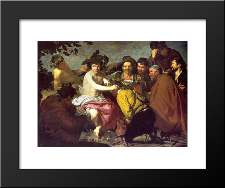 Triumph Of Bacchus 20x24 Black Modern Wood Framed Art Print Poster by Velazquez, Diego
