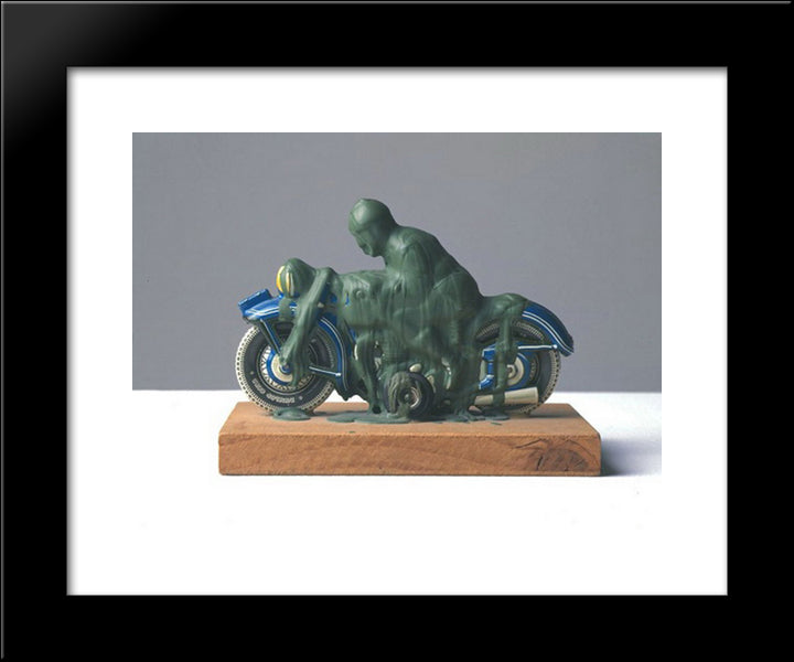Motorcyclist 20x24 Black Modern Wood Framed Art Print Poster by Roth, Dieter