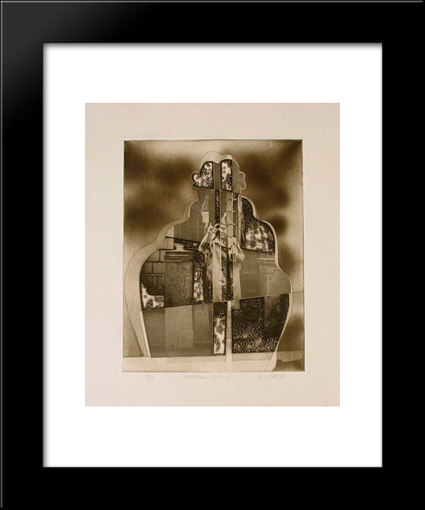 Selbstbildnis Als Pariser (Self - Portrait As Parisian) 20x24 Black Modern Wood Framed Art Print Poster by Roth, Dieter