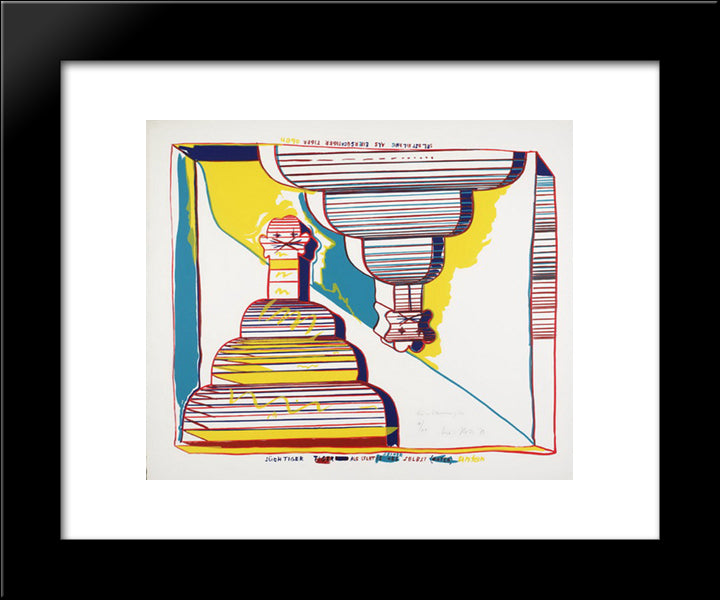 Self - Portrait As Jealous Tiger 20x24 Black Modern Wood Framed Art Print Poster by Roth, Dieter