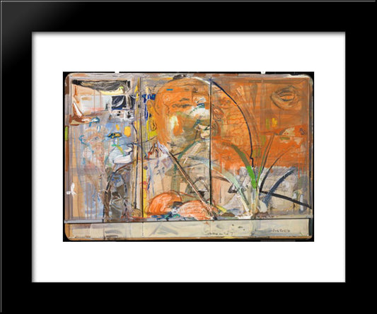 Self - Portrait At A Table 20x24 Black Modern Wood Framed Art Print Poster by Roth, Dieter