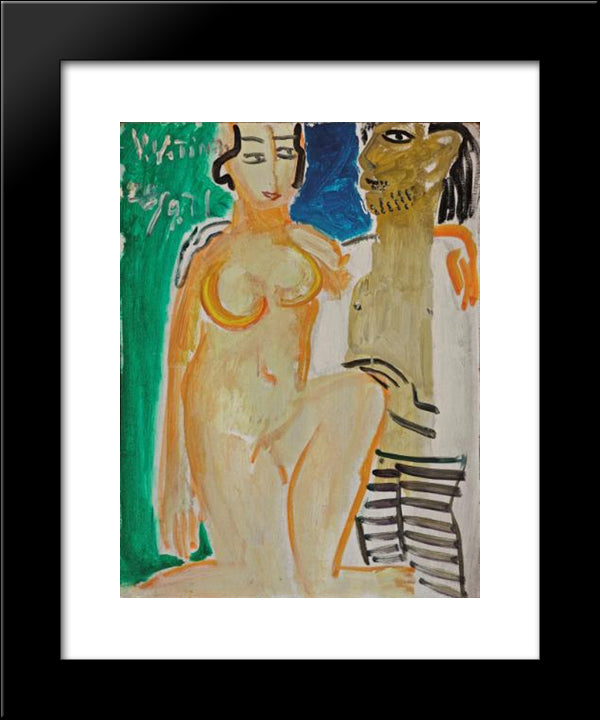 An Artist And His Model 20x24 Black Modern Wood Framed Art Print Poster by Yanyong, Ding