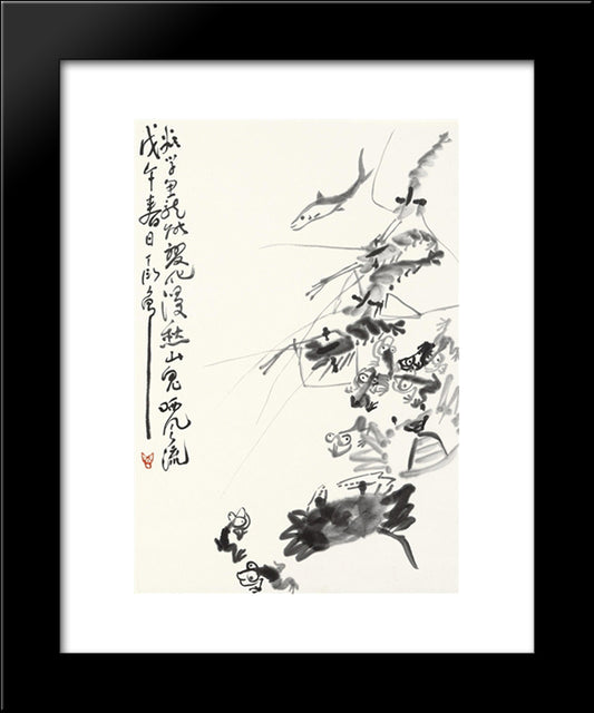 Aquatic Animals 20x24 Black Modern Wood Framed Art Print Poster by Yanyong, Ding
