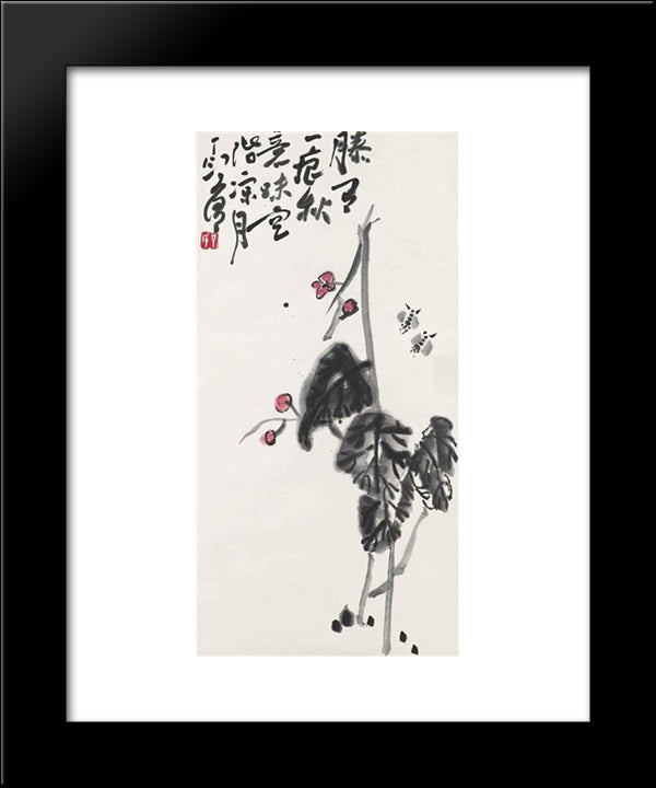 Begonia And Bees 20x24 Black Modern Wood Framed Art Print Poster by Yanyong, Ding