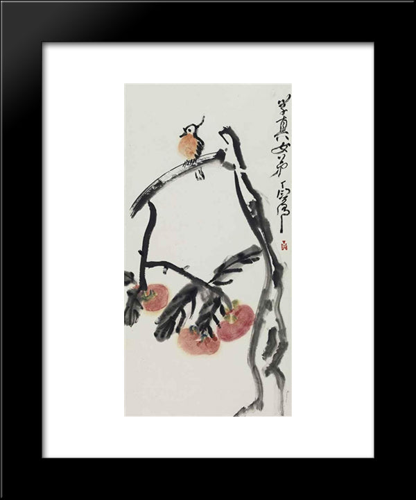 Bird 20x24 Black Modern Wood Framed Art Print Poster by Yanyong, Ding