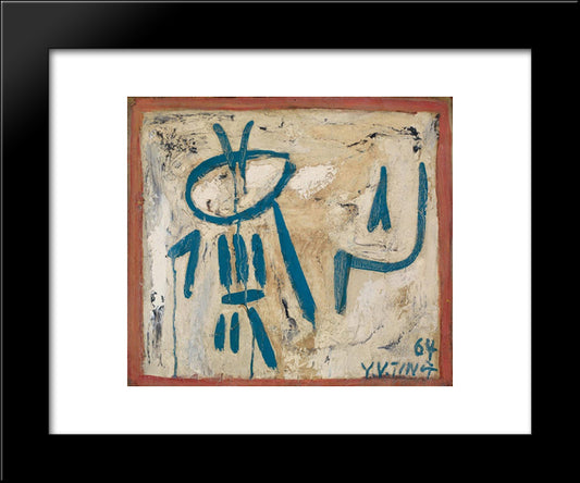 Bone Script 20x24 Black Modern Wood Framed Art Print Poster by Yanyong, Ding