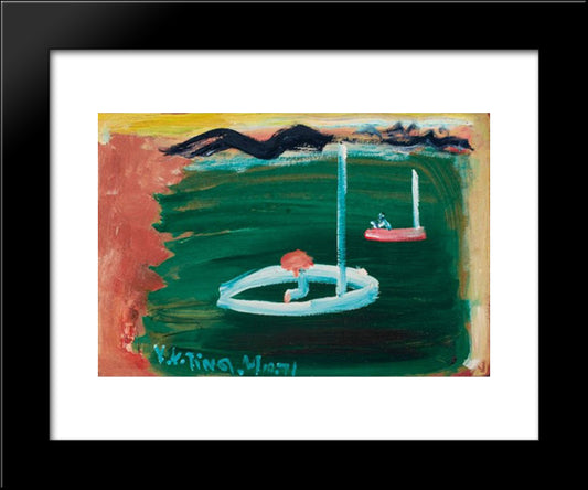 In The Middle Of The Water 20x24 Black Modern Wood Framed Art Print Poster by Yanyong, Ding
