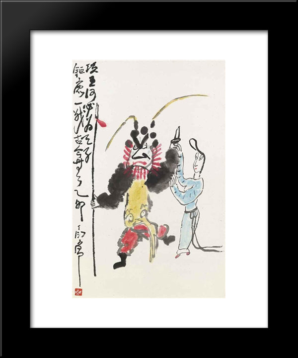 Opera Figures Farewell My Concubine 20x24 Black Modern Wood Framed Art Print Poster by Yanyong, Ding