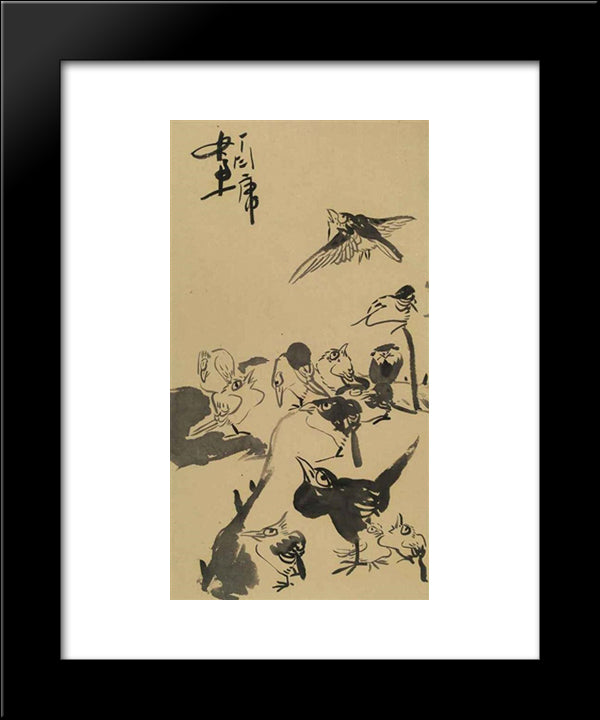 Untitled (Birds) 20x24 Black Modern Wood Framed Art Print Poster by Yanyong, Ding