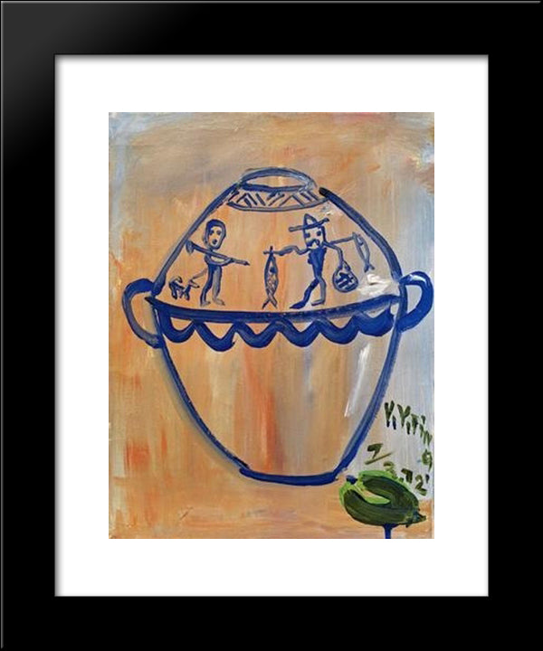 Vase With Lemons 20x24 Black Modern Wood Framed Art Print Poster by Yanyong, Ding