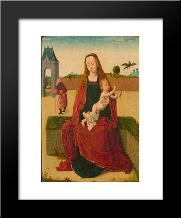 Madonna And Child On A Grass Bench 20x24 Black Modern Wood Framed Art Print Poster by Bouts, Dirck