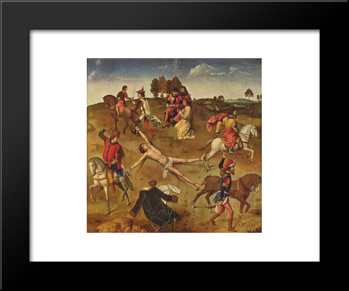 Martyrdom Of St. Hippolytus - The Central Panel From St. Hippolytus Triptych 20x24 Black Modern Wood Framed Art Print Poster by Bouts, Dirck
