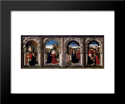 Polyptych Of The Virgin The Annunciation, The Visitation, The Adoration Of The Angels And The Adoration Of The Kings 20x24 Black Modern Wood Framed Art Print Poster by Bouts, Dirck