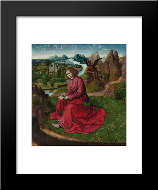 Saint John The Evangelist On Patmos 20x24 Black Modern Wood Framed Art Print Poster by Bouts, Dirck