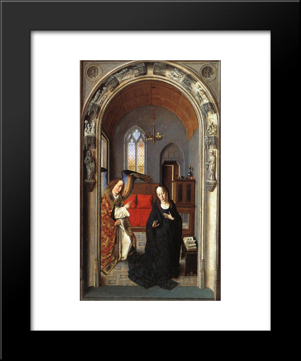 The Annunciation ((Polyptych Of The Virgin, The Wing) 20x24 Black Modern Wood Framed Art Print Poster by Bouts, Dirck