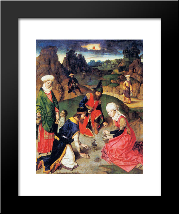 The Gathering Of The Manna 20x24 Black Modern Wood Framed Art Print Poster by Bouts, Dirck