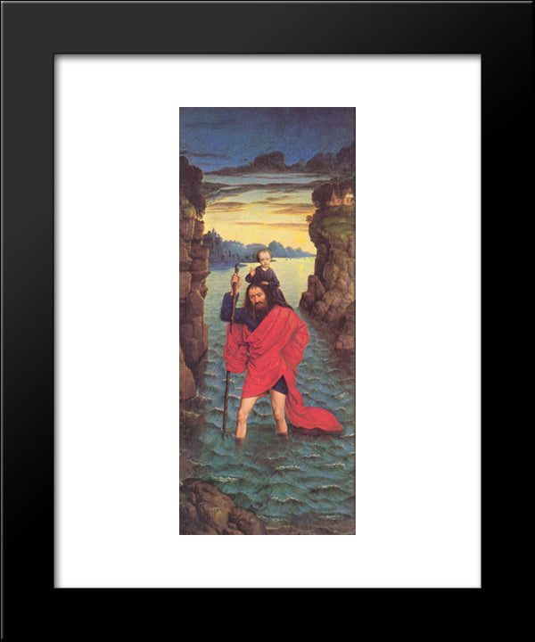 The Right Wing Of The Pearl Of Brabant Saint Christopher 20x24 Black Modern Wood Framed Art Print Poster by Bouts, Dirck