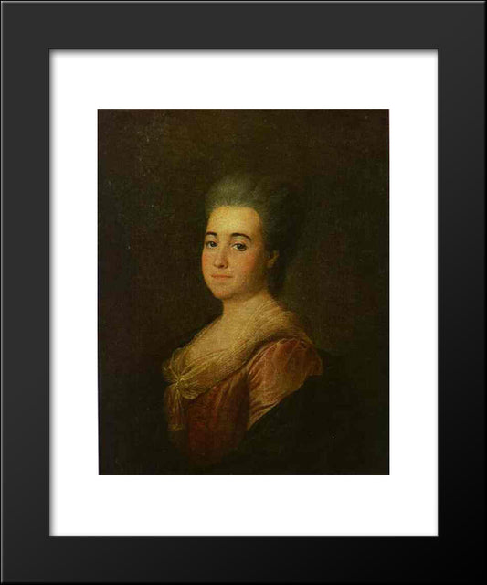 Portrait Of An Unknown Lady In A Pink Dress 20x24 Black Modern Wood Framed Art Print Poster by Levitzky, Dmitry