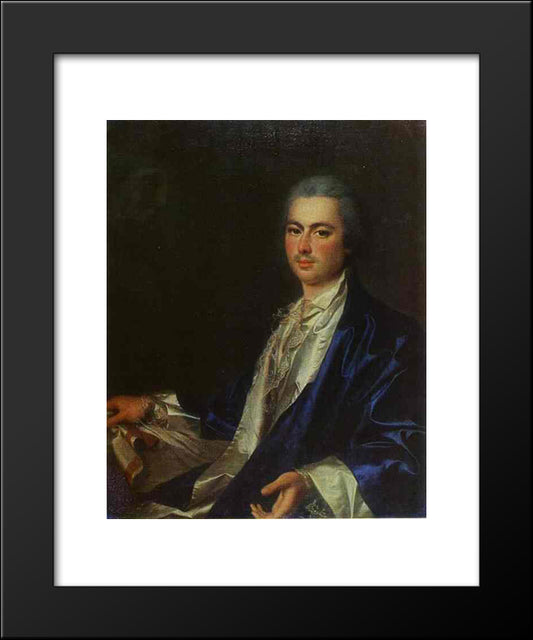 Portrait Of An Unknown Man From Saltykov Family 20x24 Black Modern Wood Framed Art Print Poster by Levitzky, Dmitry