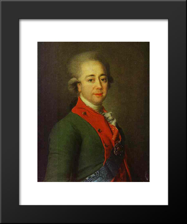 Portrait Of Baron A. N. Stroganoff 20x24 Black Modern Wood Framed Art Print Poster by Levitzky, Dmitry