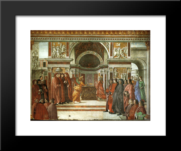Angel Appearing To Zacharias 20x24 Black Modern Wood Framed Art Print Poster by Ghirlandaio, Domenico