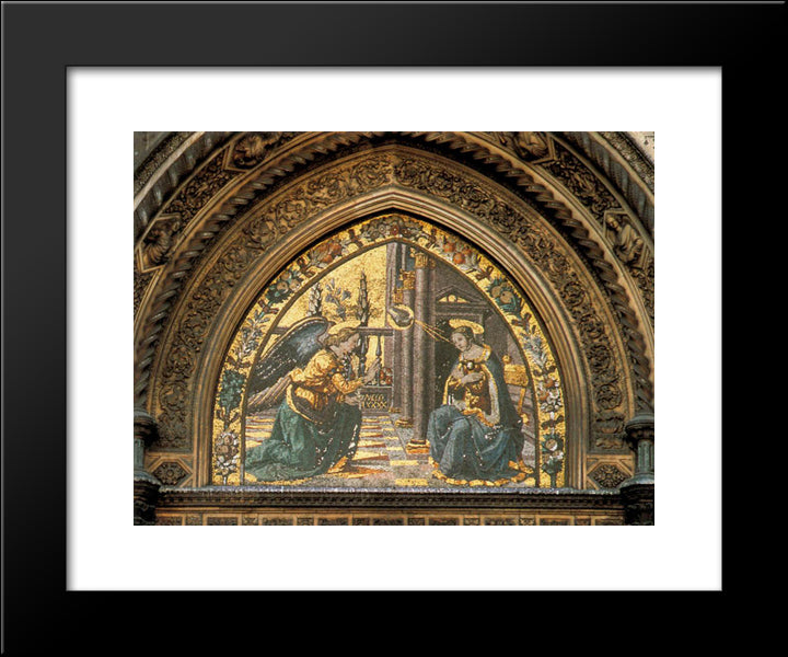 Annunciation Closeup 20x24 Black Modern Wood Framed Art Print Poster by Ghirlandaio, Domenico