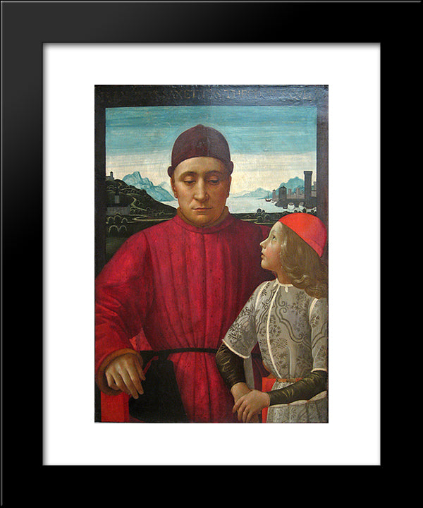 Francesco Sassetti And His Son Teodoro 20x24 Black Modern Wood Framed Art Print Poster by Ghirlandaio, Domenico