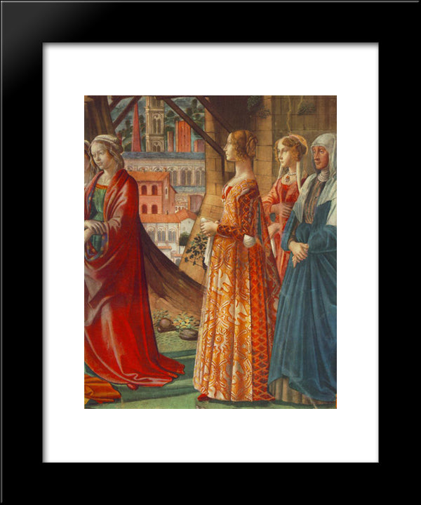 Giovanna Tornabuoni And Her Accompaniment 20x24 Black Modern Wood Framed Art Print Poster by Ghirlandaio, Domenico