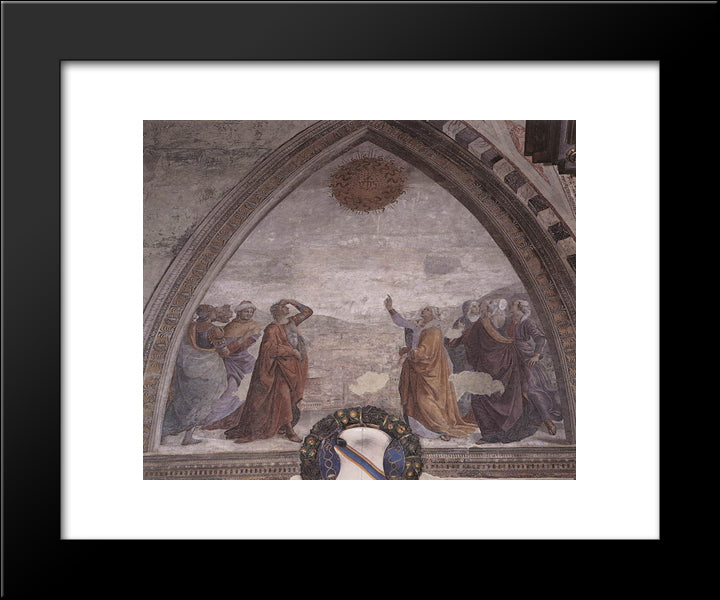 Meeting Of Augustus And The Sibyl 20x24 Black Modern Wood Framed Art Print Poster by Ghirlandaio, Domenico