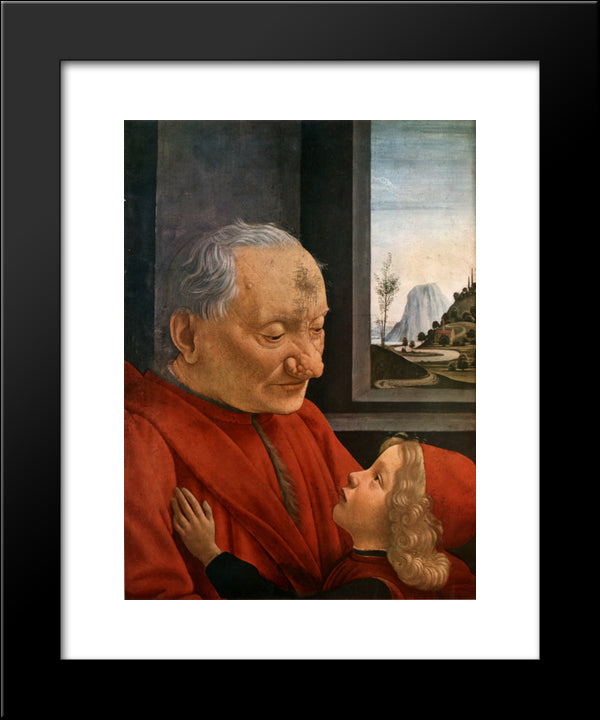 Old Man With A Young Boy 20x24 Black Modern Wood Framed Art Print Poster by Ghirlandaio, Domenico