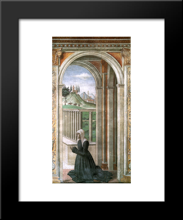 Portrait Of The Donor Francesca Pitti Tornabuoni 20x24 Black Modern Wood Framed Art Print Poster by Ghirlandaio, Domenico
