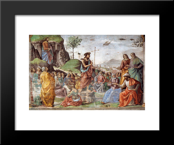 Preaching Of St. John The Baptist 20x24 Black Modern Wood Framed Art Print Poster by Ghirlandaio, Domenico