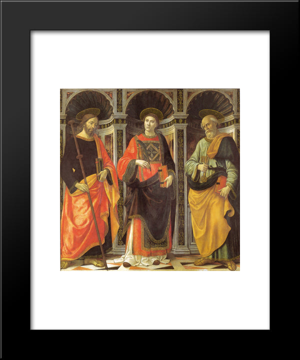 St. Stephen, St. Jacobo, St. Peter 20x24 Black Modern Wood Framed Art Print Poster by Ghirlandaio, Domenico