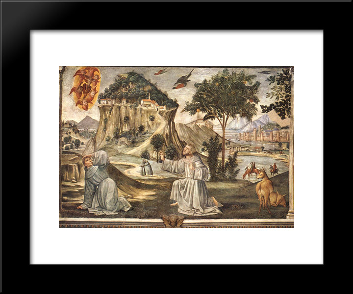 Stigmata Of St. Francis 20x24 Black Modern Wood Framed Art Print Poster by Ghirlandaio, Domenico