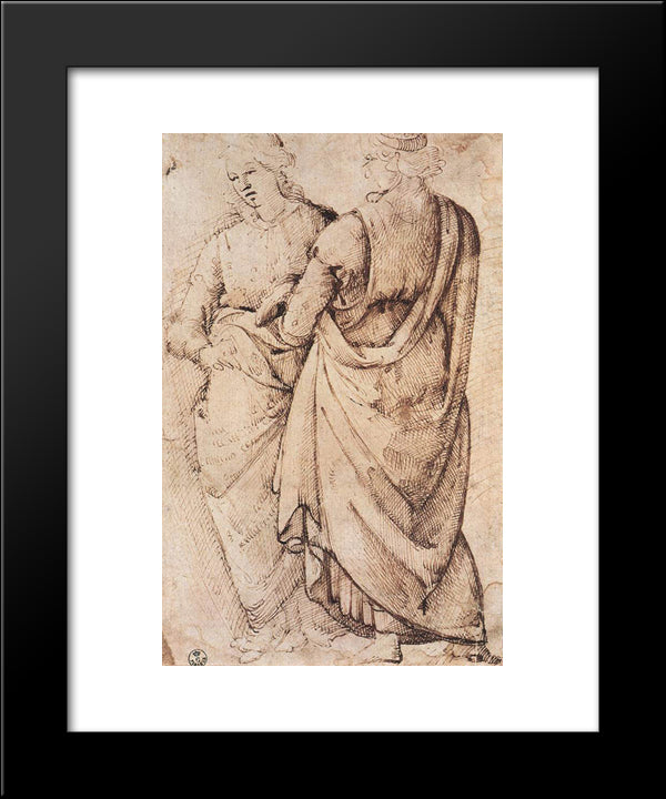 Study Of Two Women 20x24 Black Modern Wood Framed Art Print Poster by Ghirlandaio, Domenico