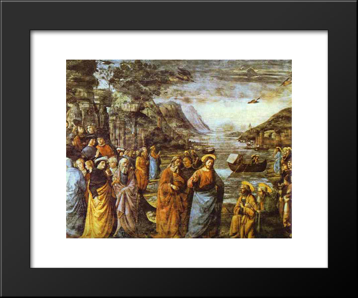 The Calling Of St. Peter 20x24 Black Modern Wood Framed Art Print Poster by Ghirlandaio, Domenico