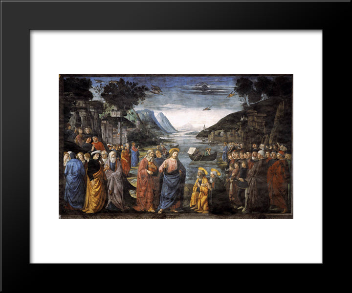 The Calling Of St. Peter And St. Andrew 20x24 Black Modern Wood Framed Art Print Poster by Ghirlandaio, Domenico